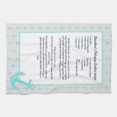 Linge De Cuisine Turquoise bleu Ancre nautique Recette (Horizontal)