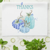 Linge De Cuisine Turquoise Blue Aqua Taupe Citrouille Automne autom (Plié)