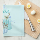 Linge De Cuisine Turquoise Blue Aqua Taupe Citrouille Automne autom (Quart Plié)