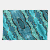 Linge De Cuisine Turquoise Blue Gold Marble Aqua Turquoise Serviett (Horizontal)
