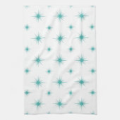 Linge De Cuisine Turquoise Blue Starburst Motif Retro Mi-siècle (Vertical)