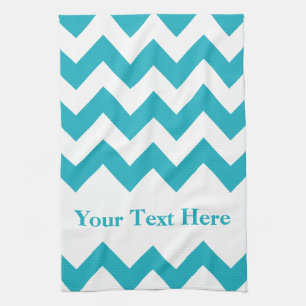 Linge De Cuisine Turquoise Bold Chevron avec texte personnalisable