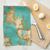 Linge De Cuisine Turquoise Brown Cream Animal Cowhide Western (Quart Plié)