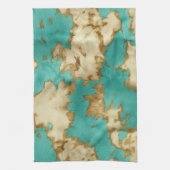 Linge De Cuisine Turquoise Brown Cream Animal Cowhide Western (Vertical)