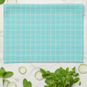 Linge De Cuisine Turquoise clair et Gingham à carreaux blanc (Plié)