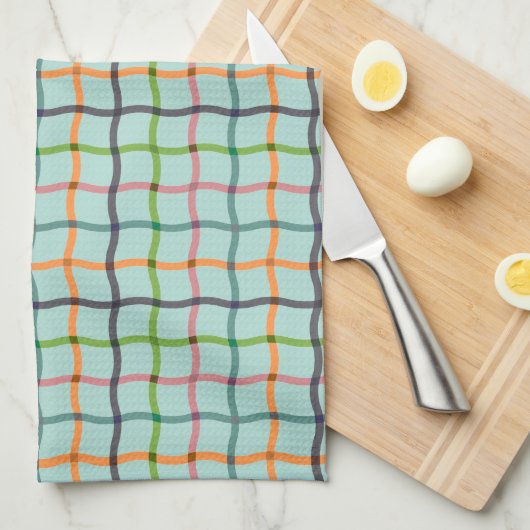 Linge De Cuisine Turquoise coloré (Quart Plié)