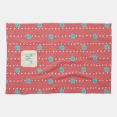 Linge De Cuisine Turquoise et corail Floral Monogramme Cuisine Serv (Horizontal)