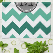 Linge De Cuisine Turquoise et Mint Chevron Zigzag Monogram (Plié)