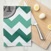 Linge De Cuisine Turquoise et Mint Chevron Zigzag Monogram (Quart Plié)