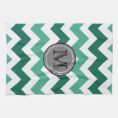 Linge De Cuisine Turquoise et Mint Chevron Zigzag Monogram (Horizontal)