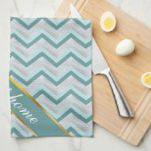 Linge De Cuisine Turquoise et perles ZigZag (Quart Plié)