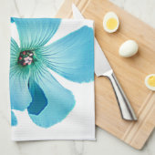LINGE DE CUISINE TURQUOISE FLOWER POWER (Quart Plié)
