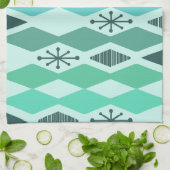 Linge De Cuisine Turquoise géométrique de l'âge atomique (Plié)