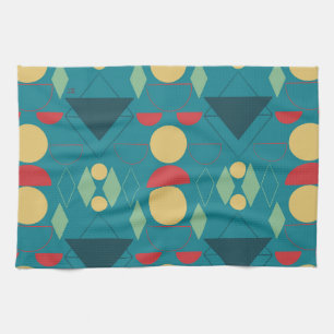 Linge De Cuisine Turquoise Géométrique Moderne du Milieu du Siècle
