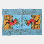 Linge De Cuisine Turquoise Kokopelli Chili Pepper Fun Towne (Horizontal)