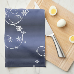 Linge De Cuisine Turquoise métallique, Fils blancs Noël