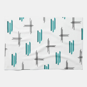 Linge De Cuisine Turquoise Mid-Century Moderne Grandes et lignes