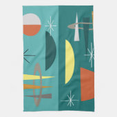 Linge De Cuisine Turquoise Moderne Du Milieu Du Siècle (Vertical)