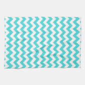 Linge De Cuisine Turquoise moderne et Motif blanc Chevron Zigzag (Horizontal)