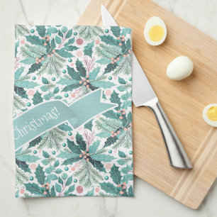 Linge De Cuisine Turquoise Noël Holly Berries Motif#17 ID1009