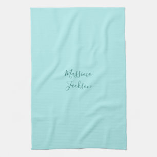 Linge De Cuisine Turquoise Pâle Minimaliste Ajouter un Nom Personna