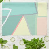 Linge De Cuisine Turquoise Rose Pâle Pastel Art Abstrait (Plié)