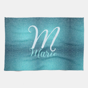 Linge De Cuisine Turquoise sarcelle agate aqua monogramme ajouter l