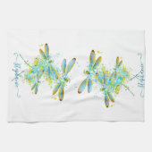 Linge De Cuisine Turquoise Splatter Dragonfly personnalisée (Horizontal)