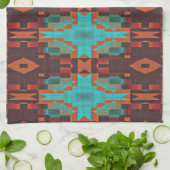 Linge De Cuisine Turquoise Turquoise Orange Rouge Eclectique Ethniq (Plié)