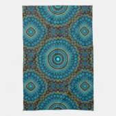 Linge De Cuisine Turquoise Turquoise Vert Mandala Round Star Motif (Vertical)