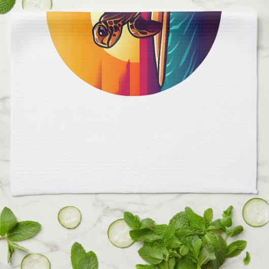 Linge De Cuisine Turtle on Surfboard Sunset (Plié)