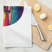 Linge De Cuisine Turtle on Surfboard Sunset (Quart Plié)