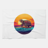 Linge De Cuisine Turtle on Surfboard Sunset (Horizontal)