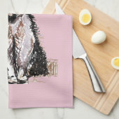 Linge De Cuisine Tuxedo Chat Cute Chats Noir Blanc Pastel Rose (Quart Plié)