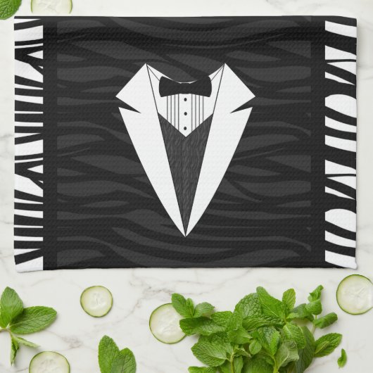 Linge De Cuisine Tuxedo noir/blanc (Plié)