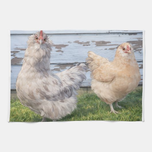 Linge De Cuisine Two Anime Chickens Farmhouse Kitchen Towel (Horizontal)