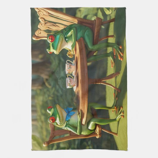 Linge De Cuisine Two frogs having tea (Vertical)