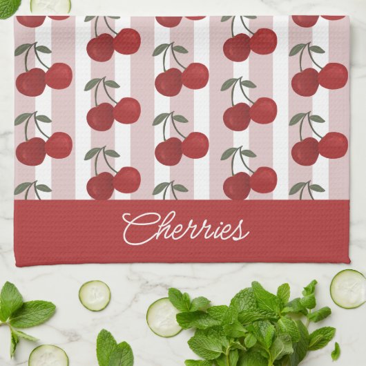 Linge De Cuisine Two Red Cherries Illustration | Cute Fruit Art (Plié)