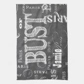 Linge De Cuisine Typographie Calligraphie Paris France Tour Eiffel (Vertical)