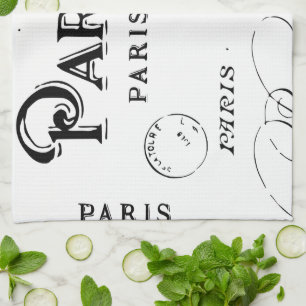 Linge De Cuisine Typographie Calligraphie Paris France Tour Eiffel