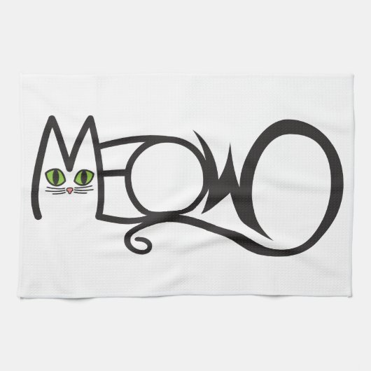 Linge De Cuisine Typographie de chat Miaou (Horizontal)