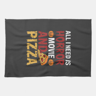 Linge De Cuisine Typographie de film d'horreur et de pizza Hallowee