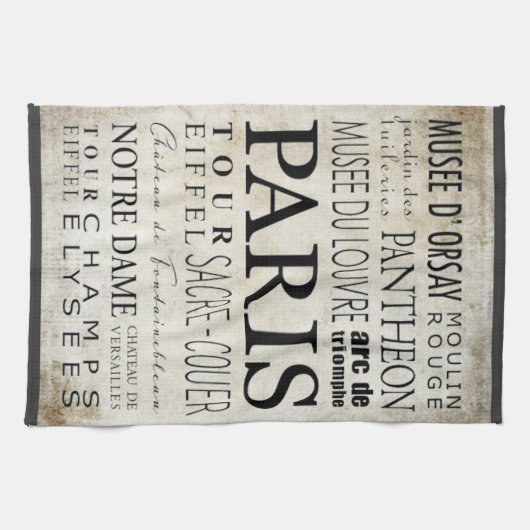 Linge De Cuisine Typographie de Paris - style de souterrain (Horizontal)