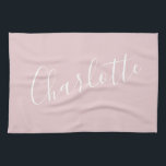 Linge De Cuisine Typographie de script chic Nom personnalisé | Rose<br><div class="desc">Typographie de script chic Serviette de cuisine rose personnalisée</div>