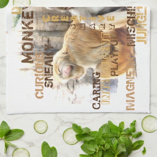 Linge De Cuisine Typographie des singes mignons (Plié)