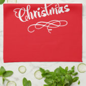 Linge De Cuisine Typographie Joyeux Noël Rouge Clair Blanc (Plié)