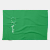 Linge De Cuisine Typographie Nom Modèle Elegant Kelly Green (Horizontal)