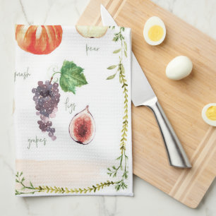 Linge De Cuisine Typographie Rétro Vintage Fruits & Légumes