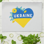 Linge De Cuisine Ukraine Flower Heart Grey En vichy (Plié)