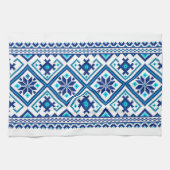 Linge De Cuisine Ukrainian traditional vushuvanka folk pattern blue (Horizontal)